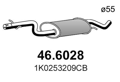 466028 ASSO Средний глушитель выхлопных газов