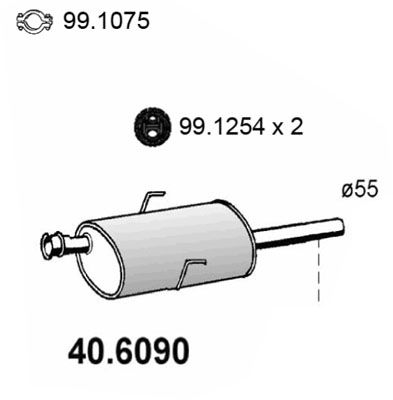 406090 ASSO Средний глушитель выхлопных газов