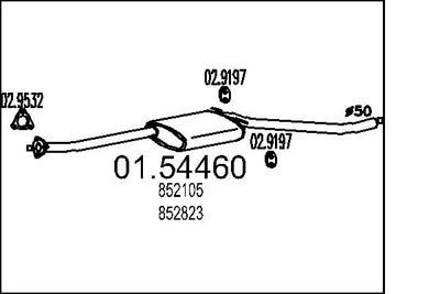 0154460 MTS Средний глушитель выхлопных газов