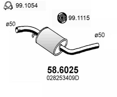 586025 ASSO Средний глушитель выхлопных газов