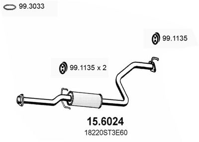 156024 ASSO Средний глушитель выхлопных газов