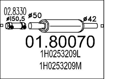 0180070 MTS Средний глушитель выхлопных газов