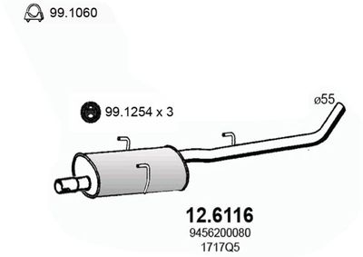 126116 ASSO Средний глушитель выхлопных газов