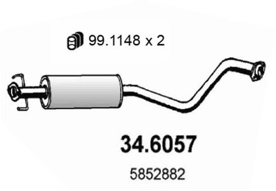 346057 ASSO Средний глушитель выхлопных газов