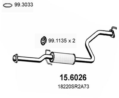 156026 ASSO Средний глушитель выхлопных газов