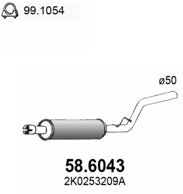 586043 ASSO Средний глушитель выхлопных газов