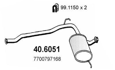 406051 ASSO Средний глушитель выхлопных газов