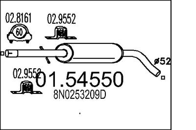 0154550 MTS Средний глушитель выхлопных газов