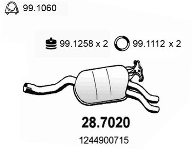 287020 ASSO Глушитель выхлопных газов конечный