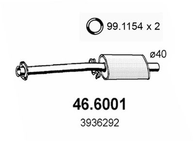 466001 ASSO Средний глушитель выхлопных газов