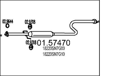 0157470 MTS Средний глушитель выхлопных газов