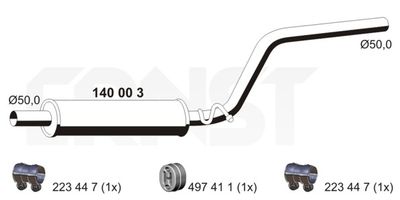 140003 ERNST Средний глушитель выхлопных газов