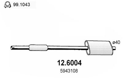 126004 ASSO Средний глушитель выхлопных газов