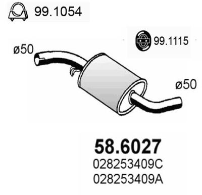 586027 ASSO Средний глушитель выхлопных газов