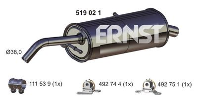 519021 ERNST Глушитель выхлопных газов конечный