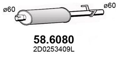 586080 ASSO Средний глушитель выхлопных газов