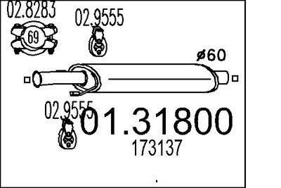 0131800 MTS Предглушитель выхлопных газов