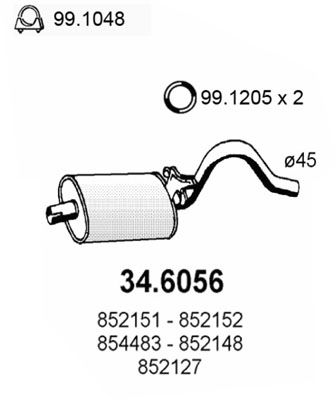 346056 ASSO Средний глушитель выхлопных газов