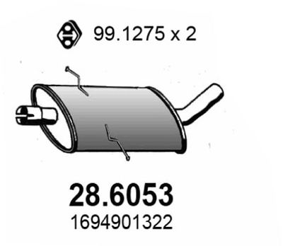 286053 ASSO Средний глушитель выхлопных газов
