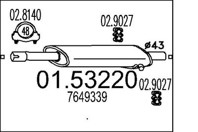 0153220 MTS Средний глушитель выхлопных газов