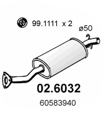 026032 ASSO Средний глушитель выхлопных газов