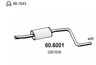 606001 ASSO Средний глушитель выхлопных газов