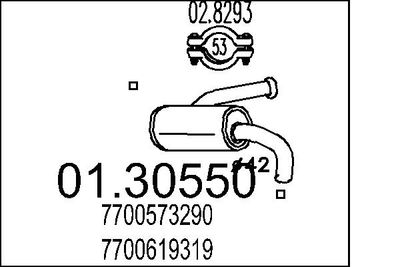 0130550 MTS Предглушитель выхлопных газов