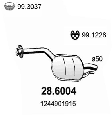286004 ASSO Средний глушитель выхлопных газов