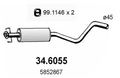 346055 ASSO Средний глушитель выхлопных газов