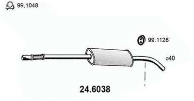 246038 ASSO Средний глушитель выхлопных газов