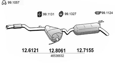 126121 ASSO Средний глушитель выхлопных газов