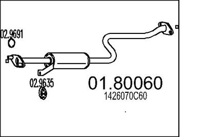 0180060 MTS Средний глушитель выхлопных газов