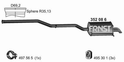 352086 ERNST Глушитель выхлопных газов конечный