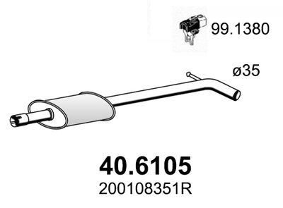 406105 ASSO Средний глушитель выхлопных газов
