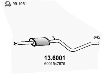 136001 ASSO Средний глушитель выхлопных газов