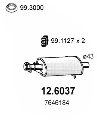 126037 ASSO Средний глушитель выхлопных газов