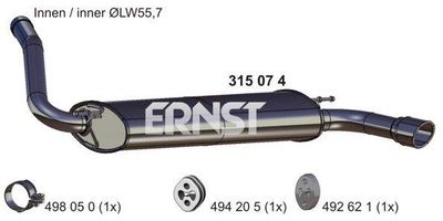 315074 ERNST Глушитель выхлопных газов конечный