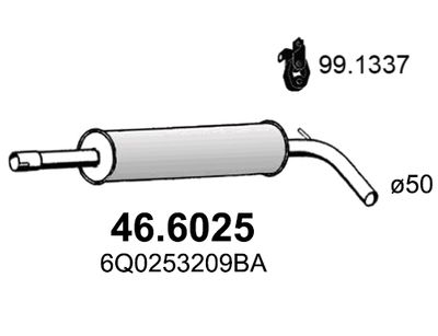 466025 ASSO Средний глушитель выхлопных газов