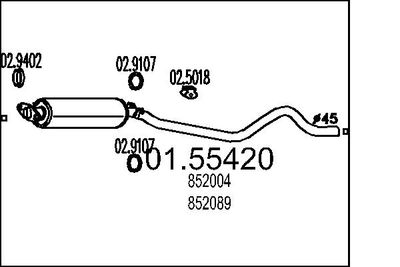 0155420 MTS Средний глушитель выхлопных газов