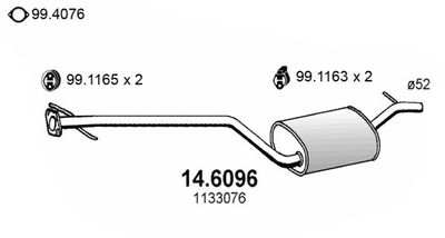 146096 ASSO Средний глушитель выхлопных газов