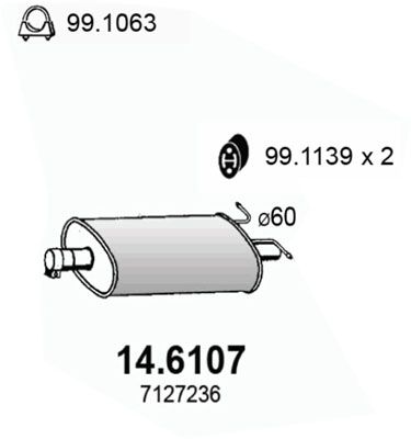 146107 ASSO Средний глушитель выхлопных газов