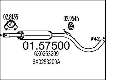 0157500 MTS Средний глушитель выхлопных газов