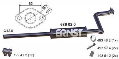 686020 ERNST Средний глушитель выхлопных газов