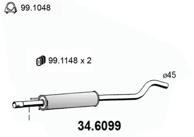 346099 ASSO Средний глушитель выхлопных газов