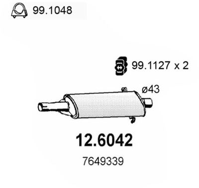 126042 ASSO Средний глушитель выхлопных газов