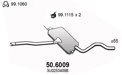 506009 ASSO Средний глушитель выхлопных газов