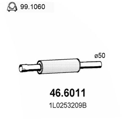 466011 ASSO Средний глушитель выхлопных газов