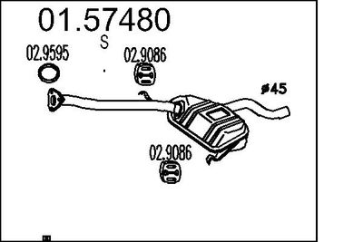0157480 MTS Средний глушитель выхлопных газов