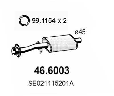 466003 ASSO Средний глушитель выхлопных газов