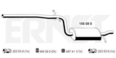 156080 ERNST Средний глушитель выхлопных газов